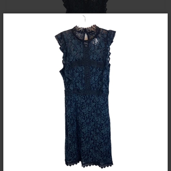 Zara blue and black lace dress Sz M - Picture 4 of 15